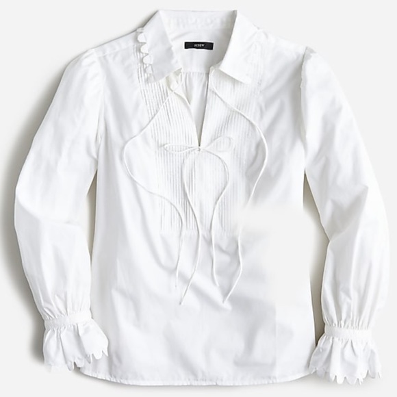 NWT J. Crew Scalloped Cotton Poplin Popover Top Size XS - Picture 4 of 6